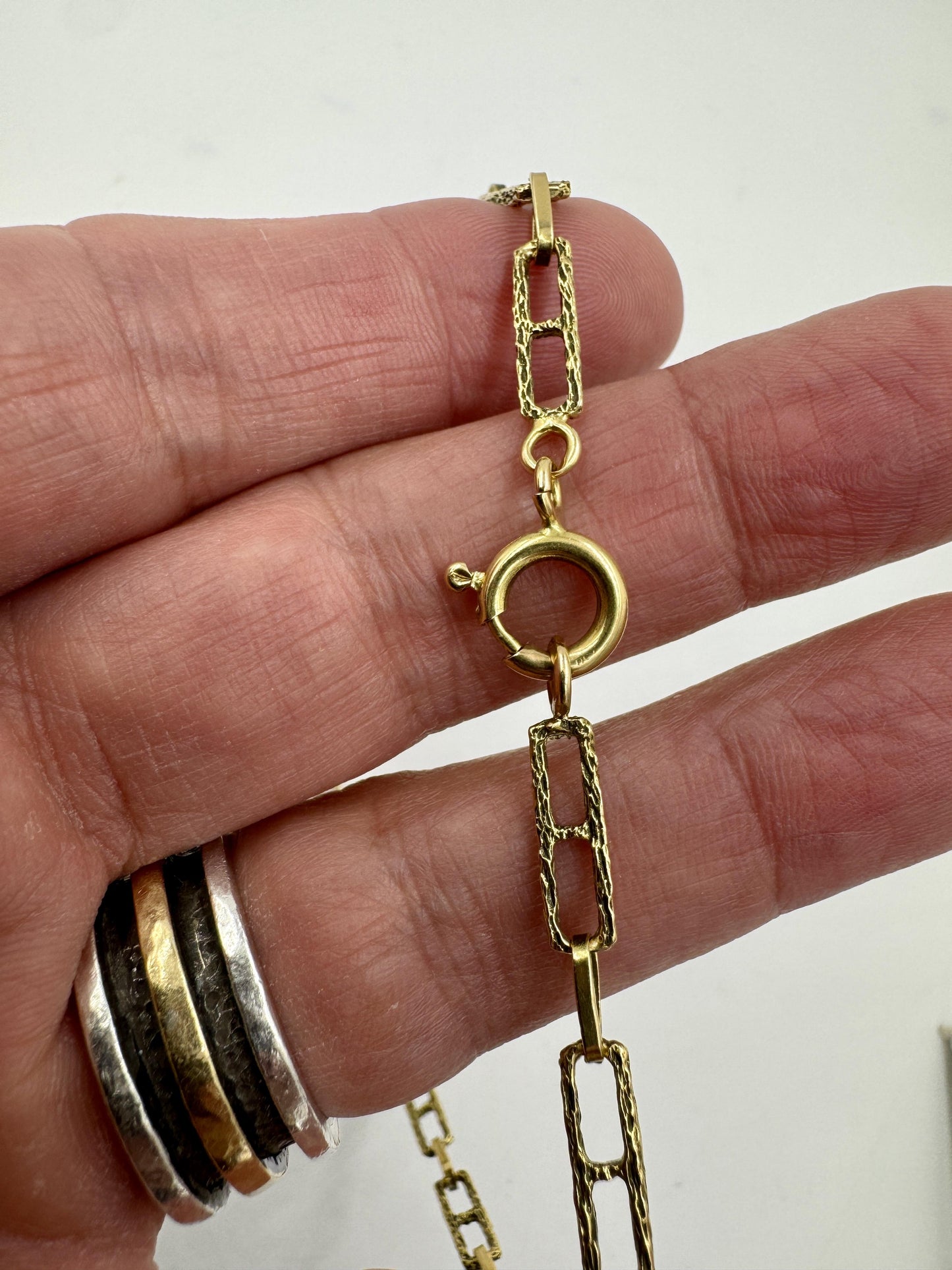 Vintage 18k Gold Italian Textured fancy Link Chain Necklace 30"