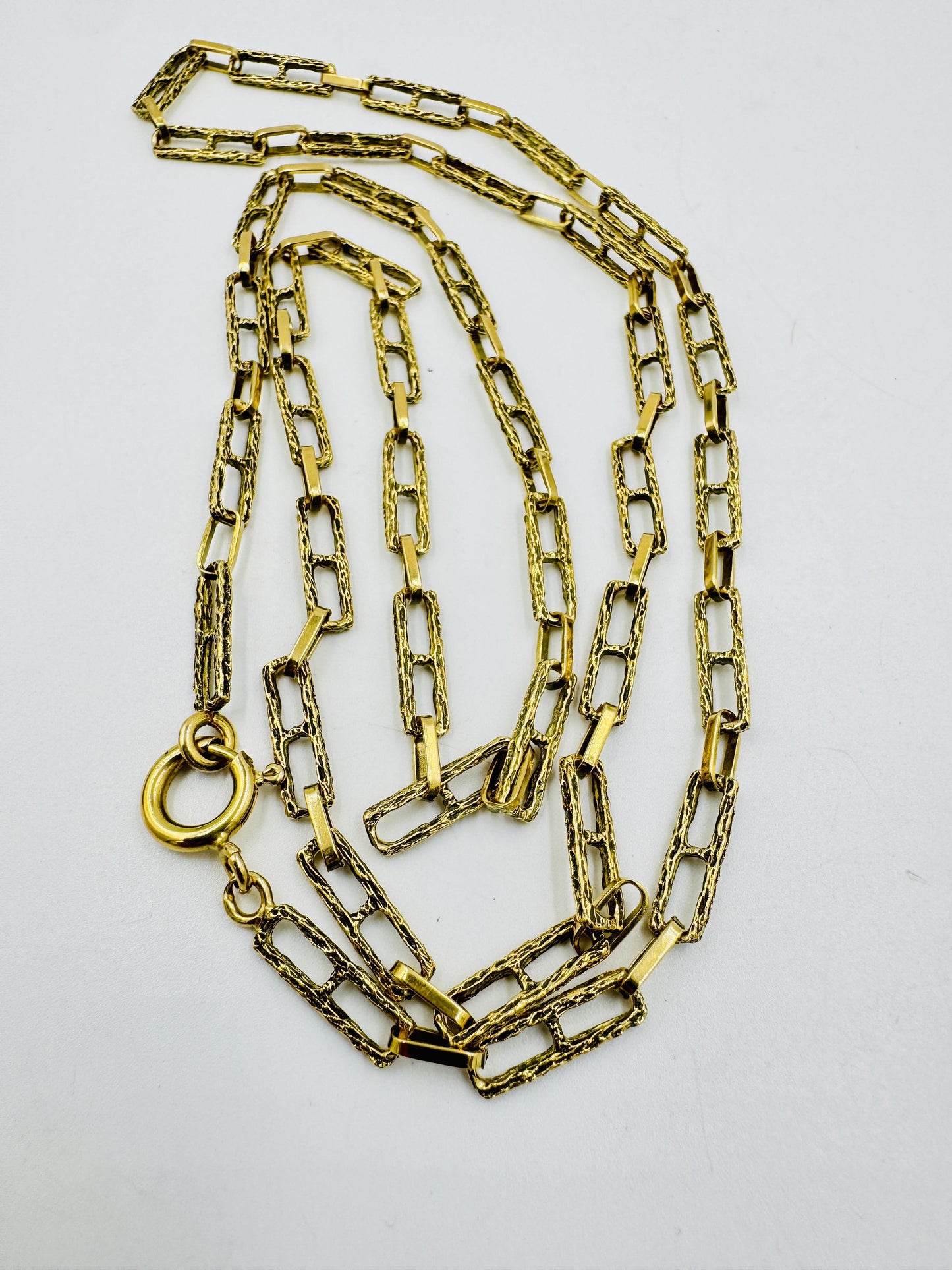 Vintage 18k Gold Italian Textured fancy Link Chain Necklace 30"