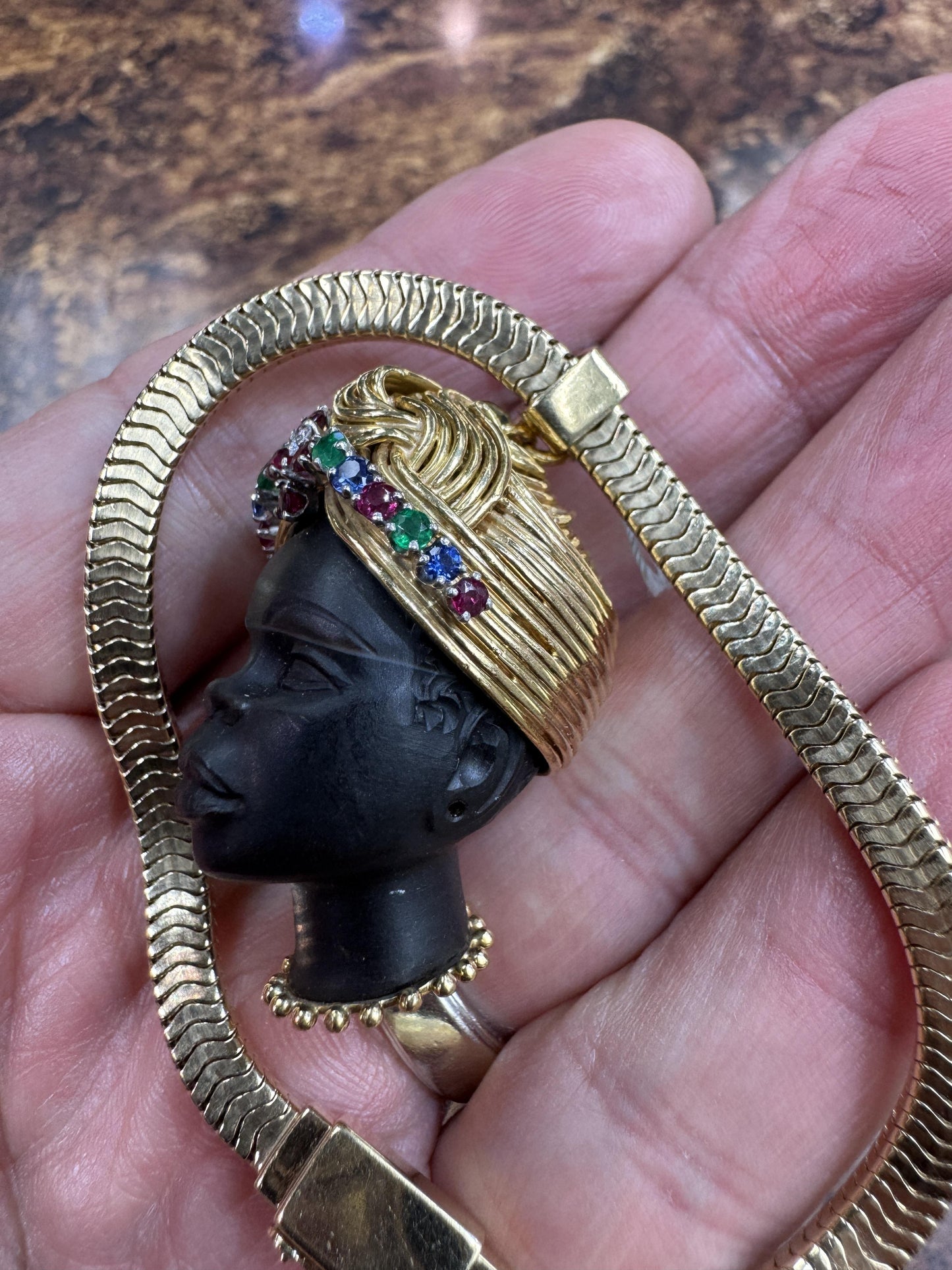Tiffany & Co Square Snake Bracelet Jeweled Blackamoor Pendant Charm 14k 18k