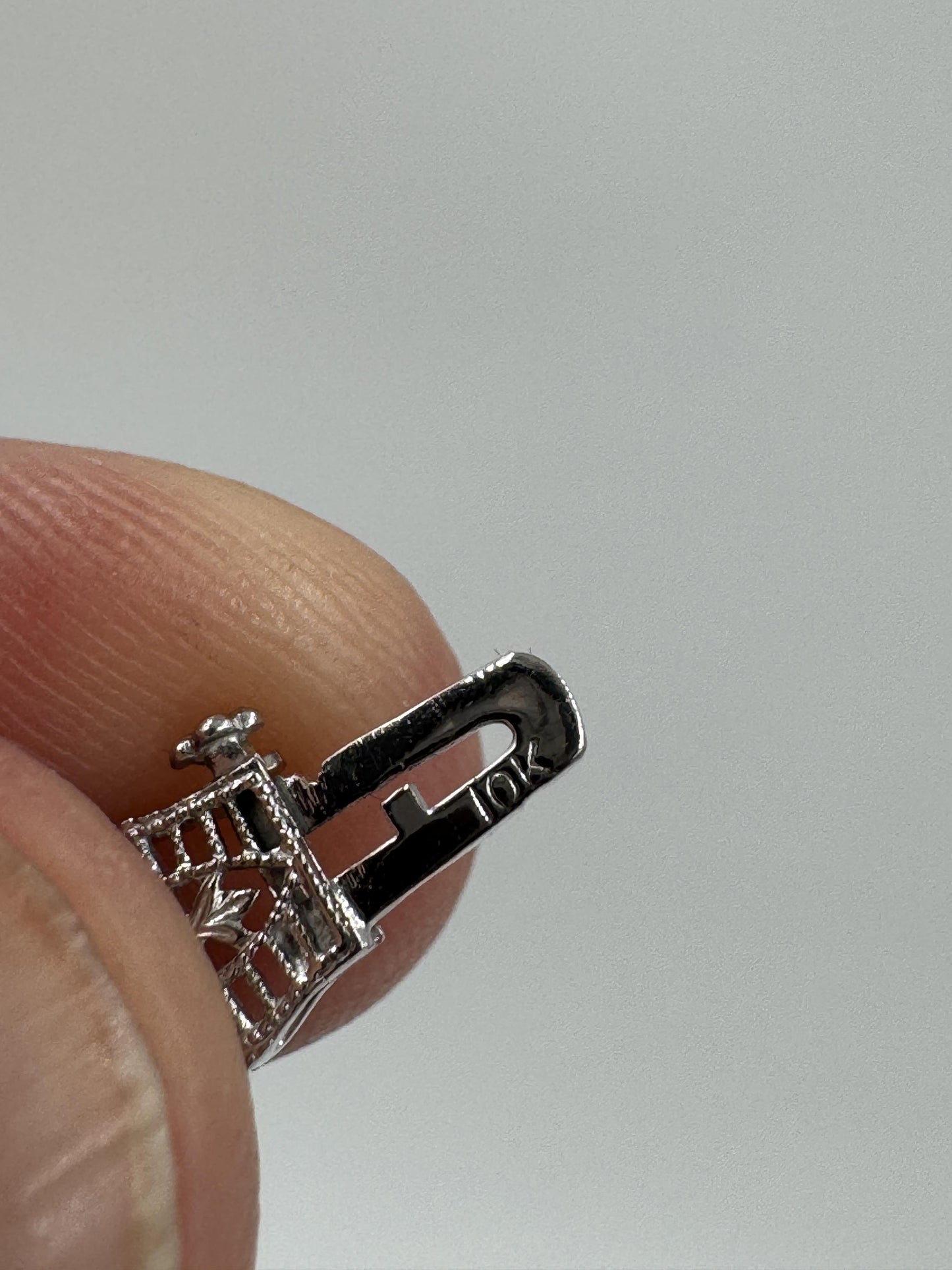 Art Deco 10k White Gold Filigree Diamond Bow Bracelet