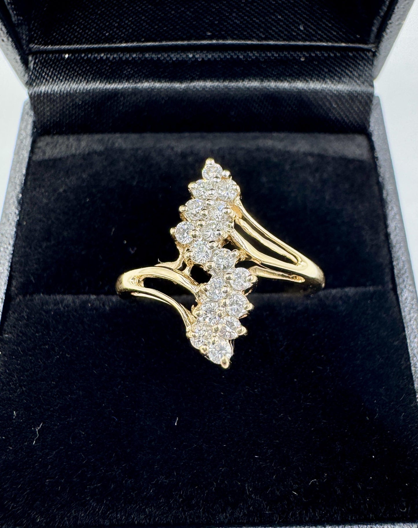 Vintage 14k Yellow Gold Diamond Cluster Ring