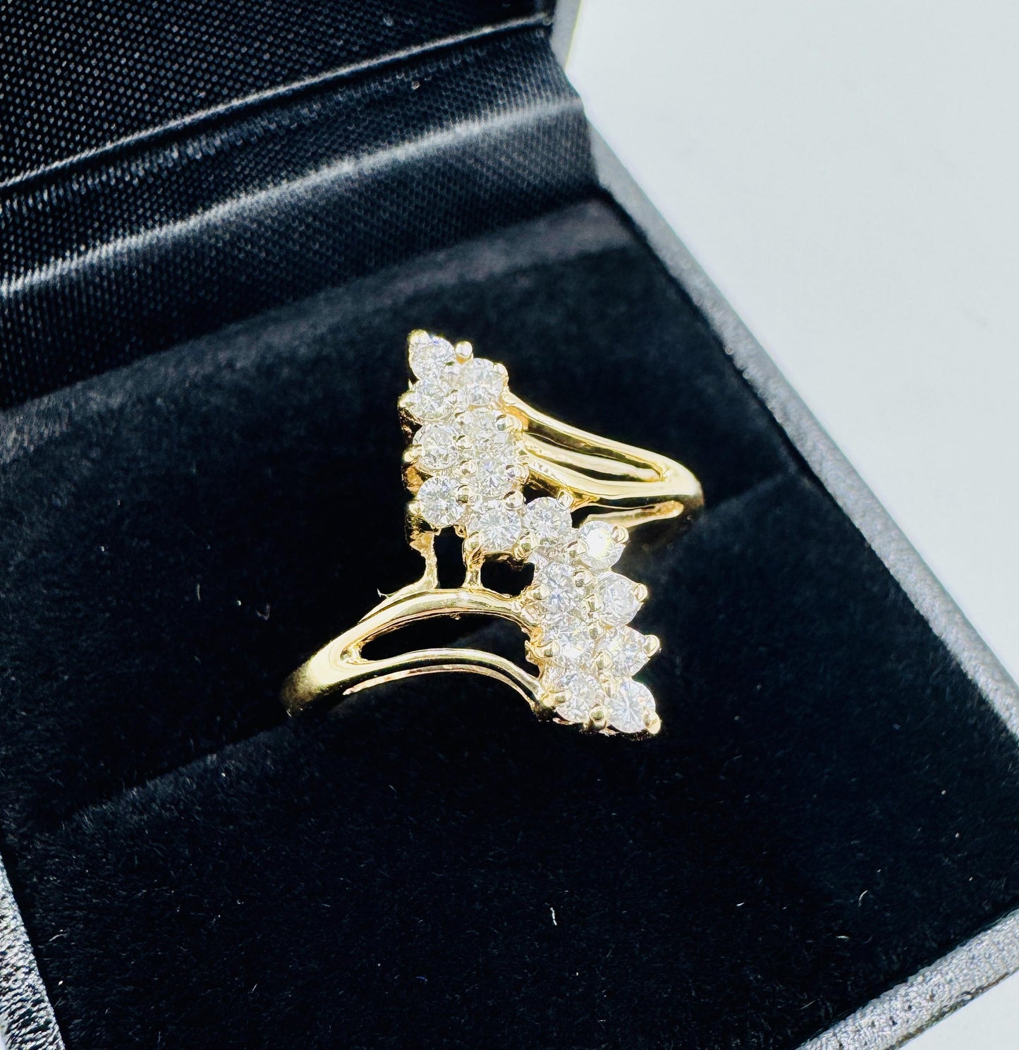 Vintage 14k Yellow Gold Diamond Cluster Ring