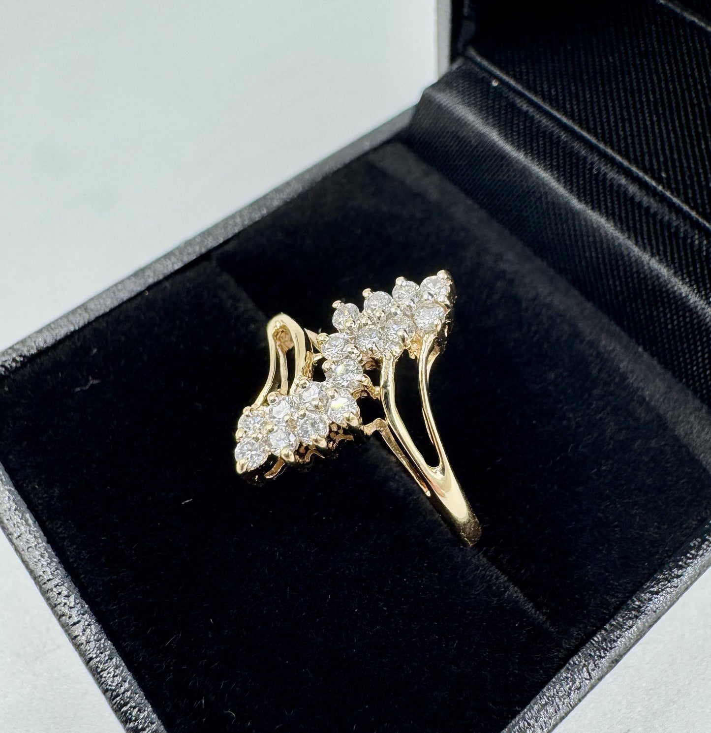 Vintage 14k Yellow Gold Diamond Cluster Ring