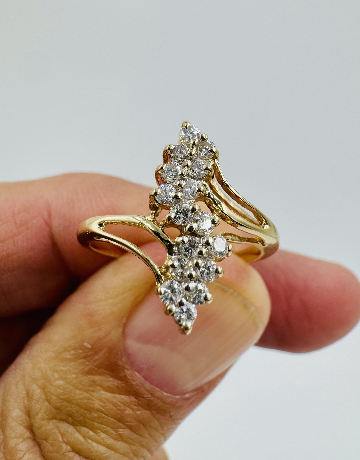 Vintage 14k Yellow Gold Diamond Cluster Ring