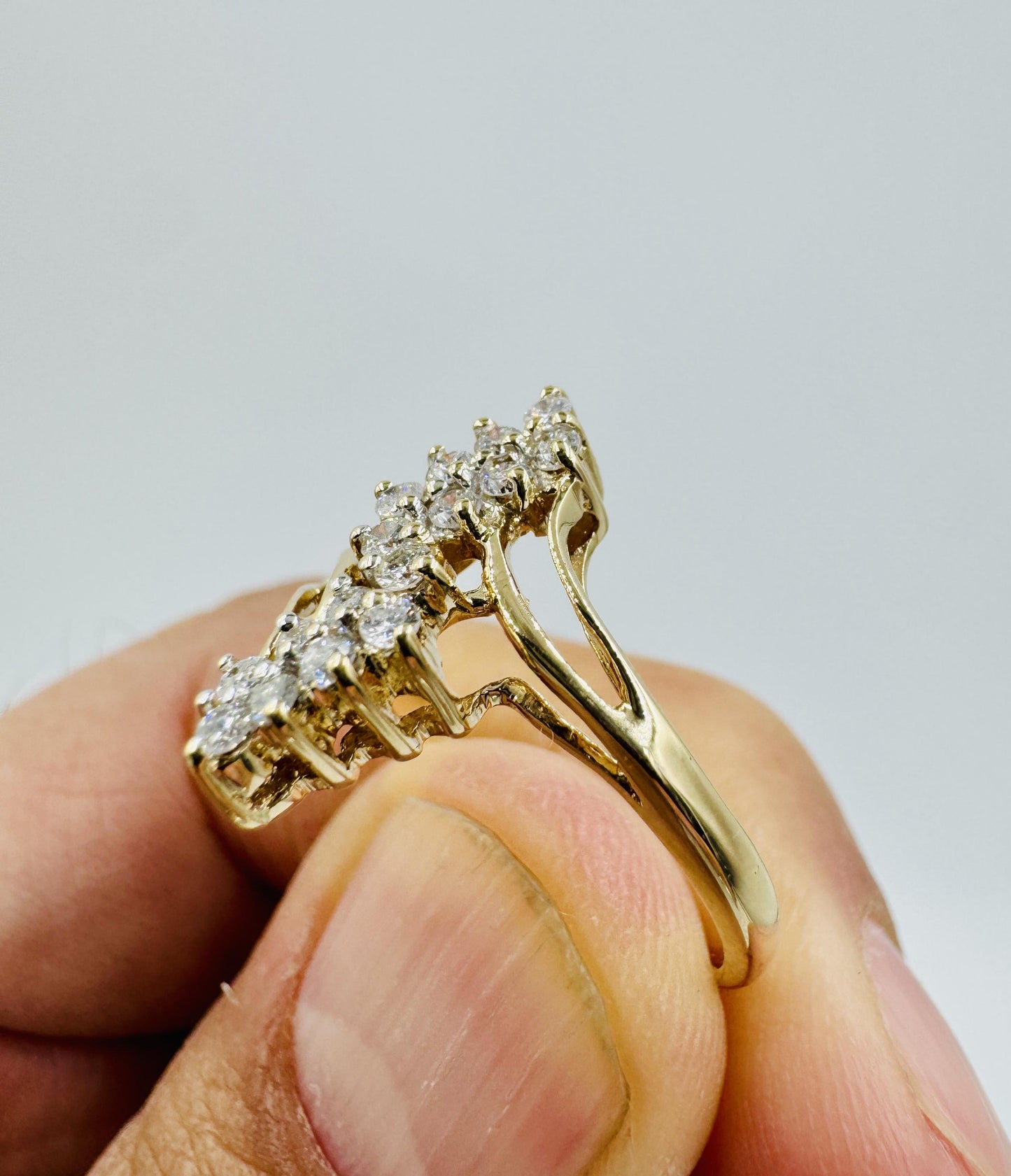 Vintage 14k Yellow Gold Diamond Cluster Ring