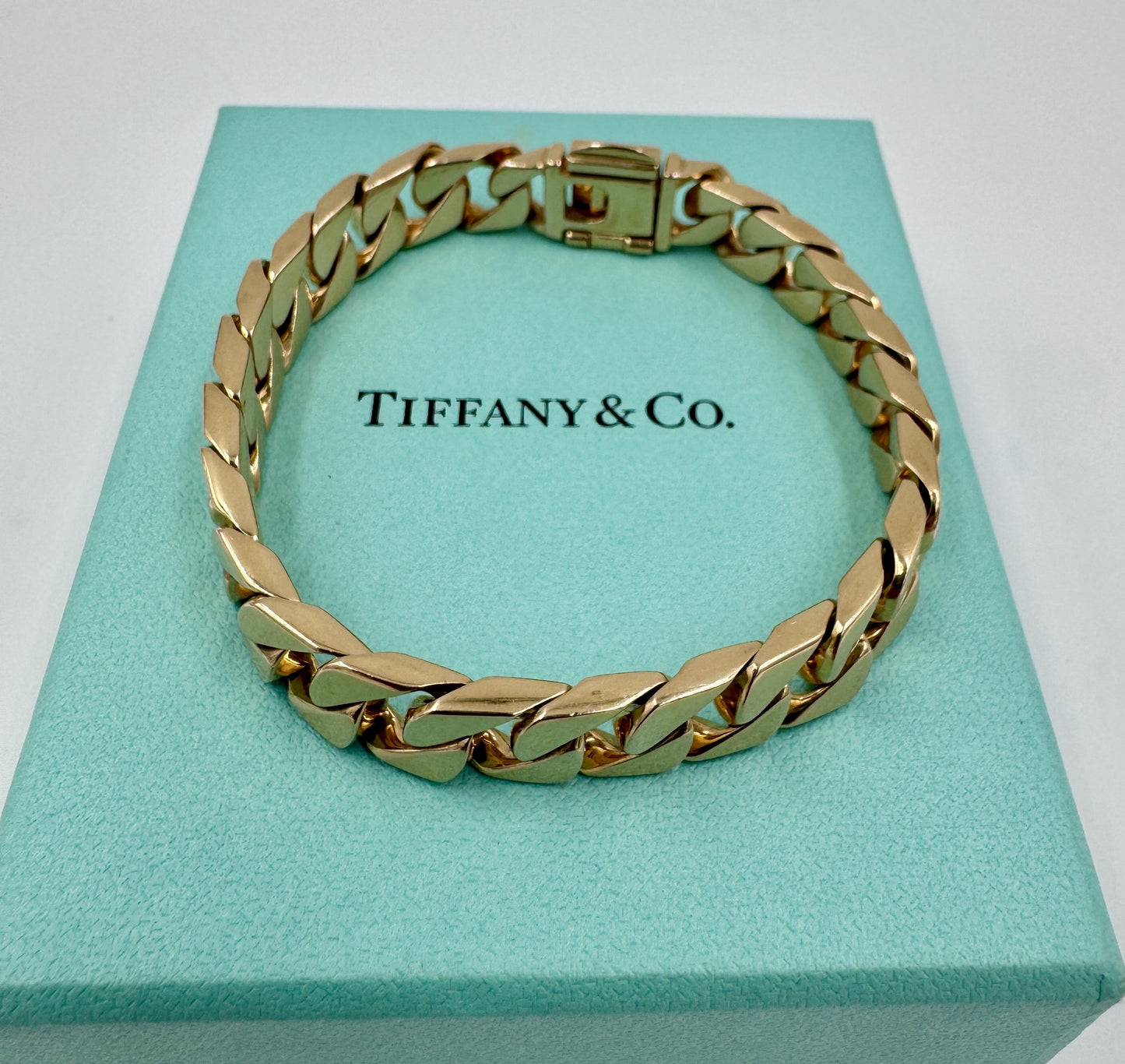 Tiffany 18k Curb Link Rose Gold Bracelet Men's