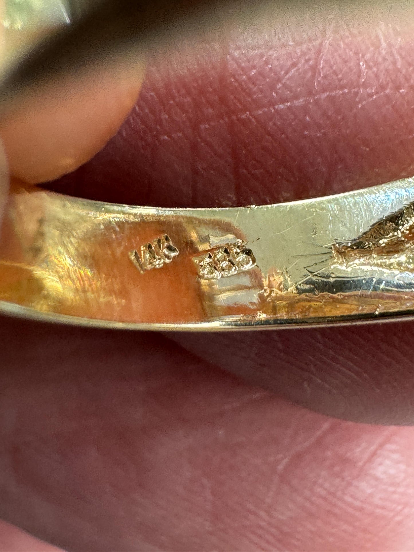 Estate 14k Gold Angel Skin Coral Diamond Cocktail Ring