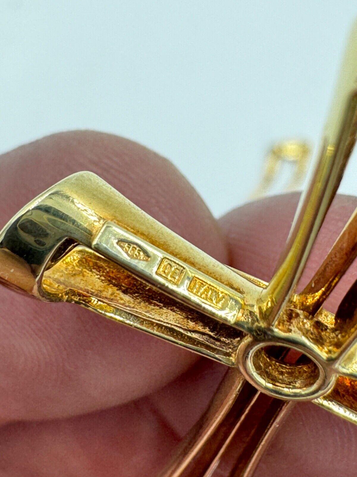 Vintage Italian 14k yellow gold Cross Pendant Signed