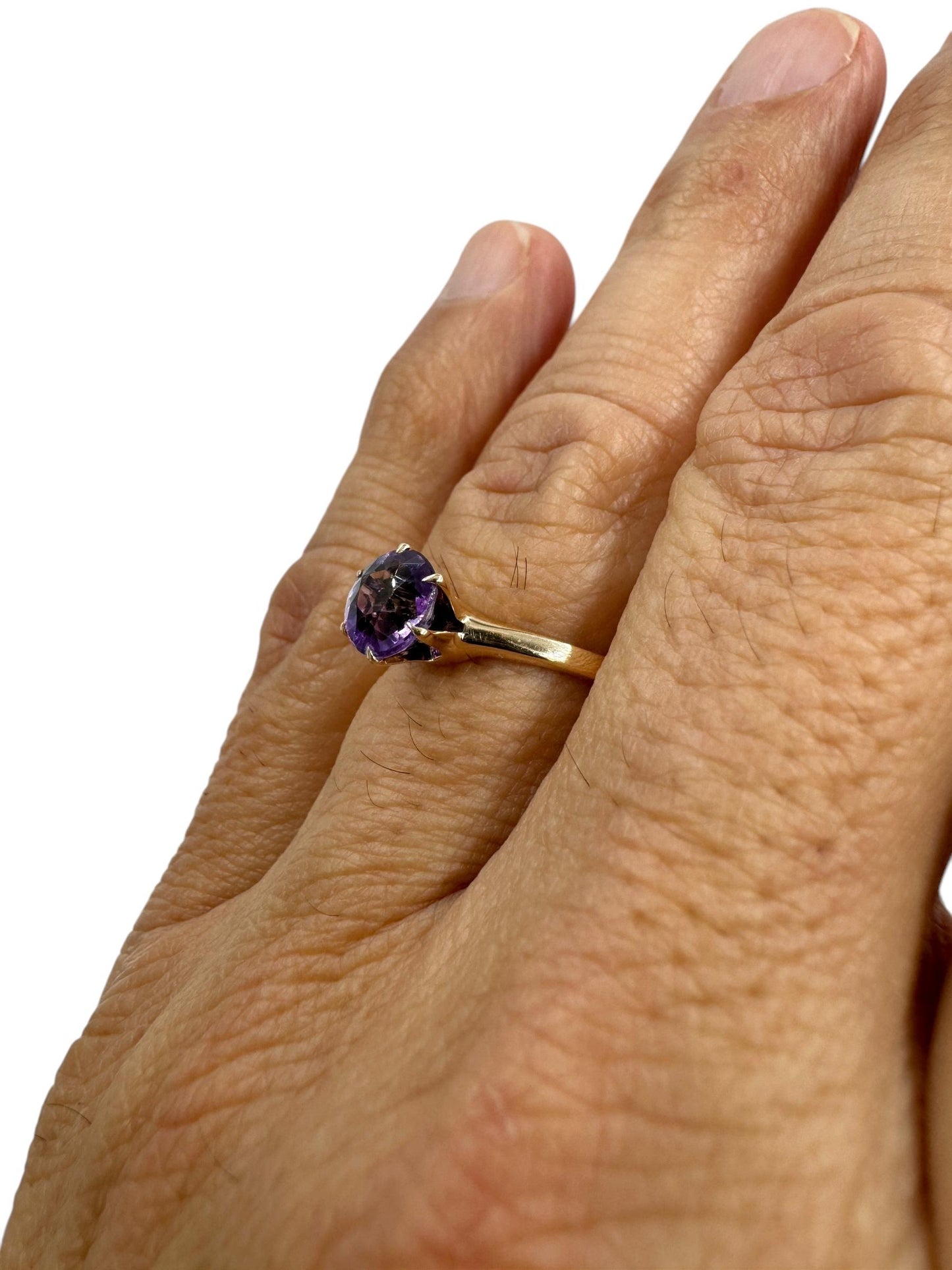 Ostby & Barton 10k Yellow Gold Amethyst Solitaire Ring