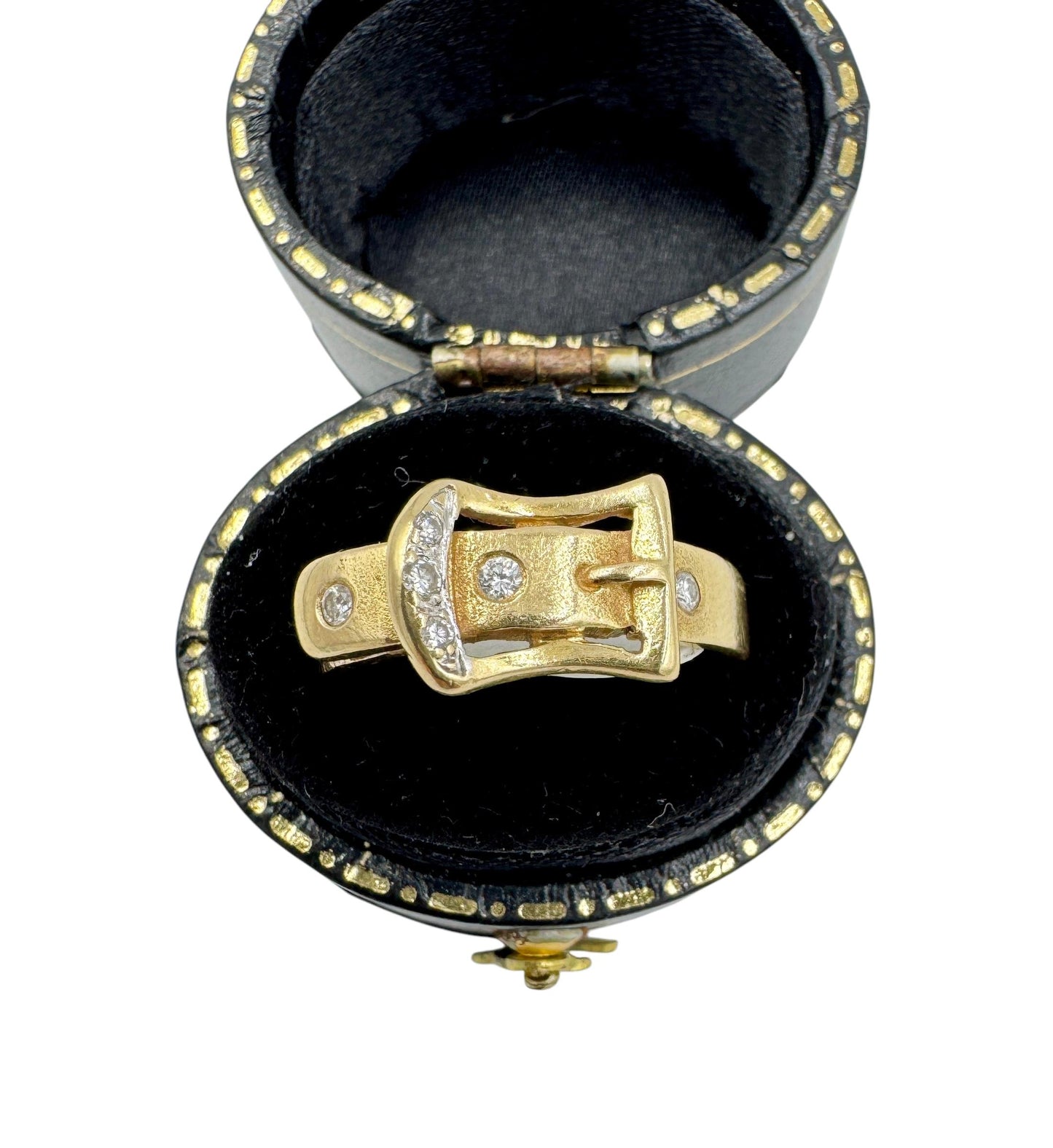 Mid Century 14k Diamond Buckle Ring