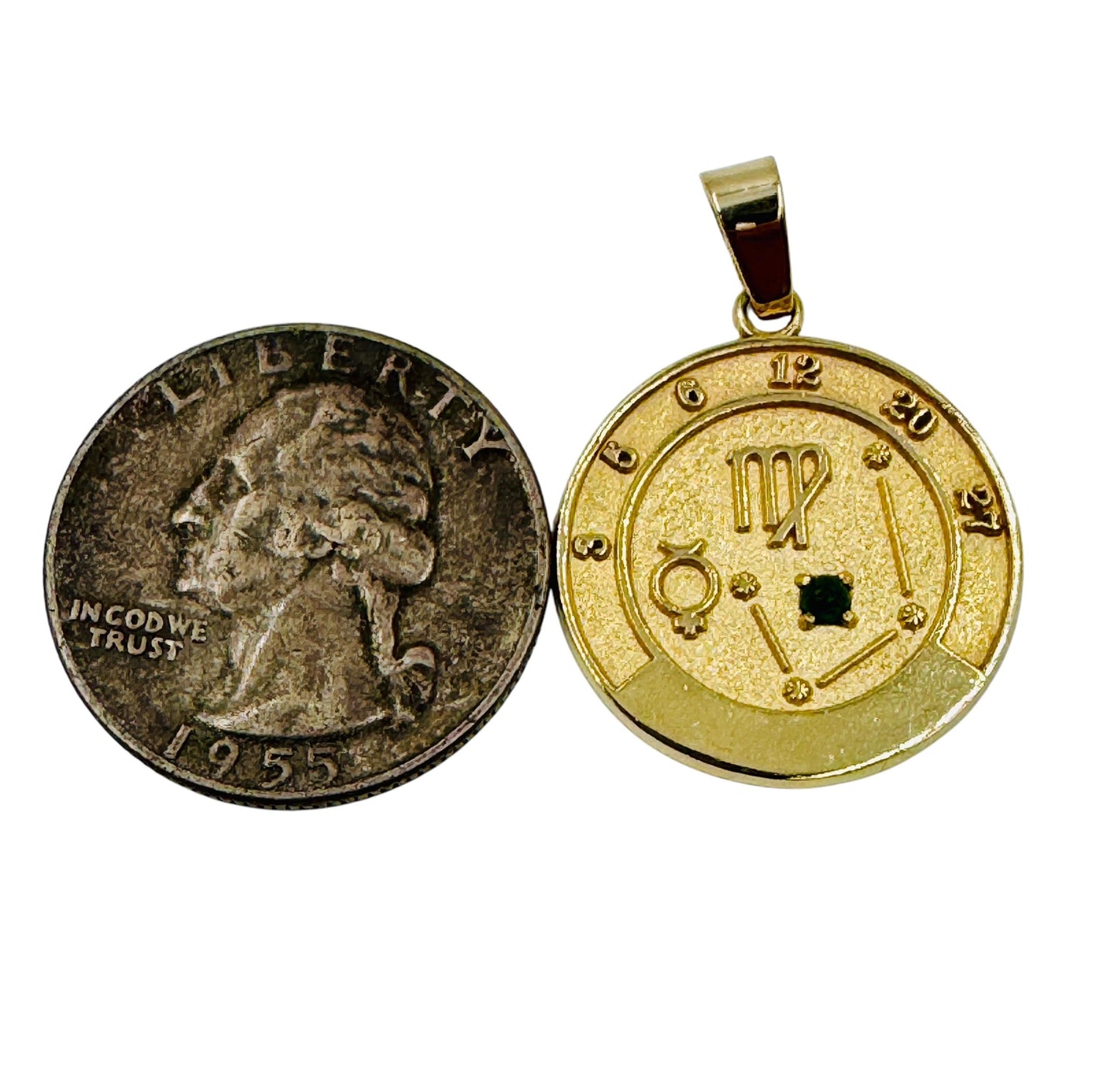Vergo Zodiac 14k yellow gold pendant with Emerald accent