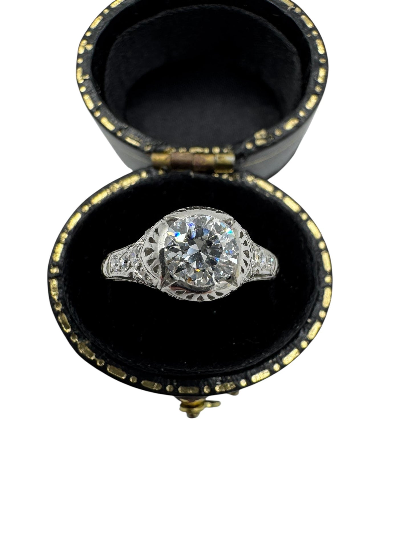 Edwardian Platinum Old European Diamond Engagement Ring