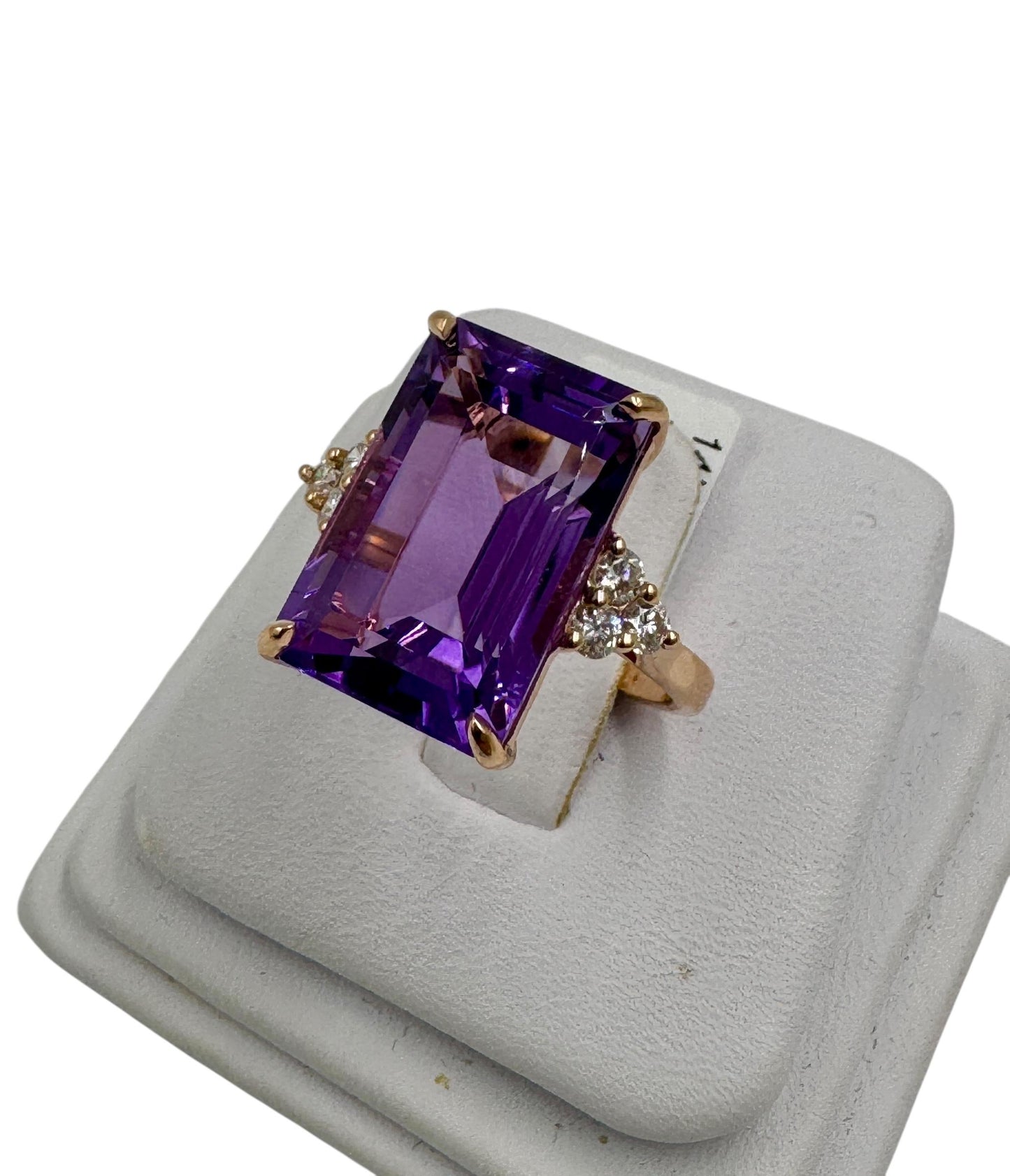 14k Rose Gold Amethyst Diamond Cocktail Ring