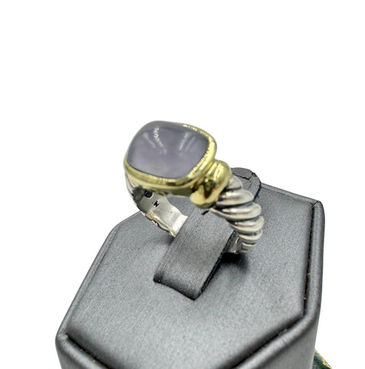 David Yurman Chalcedony Sterling Silver 14k Gold Noblesse Ring
