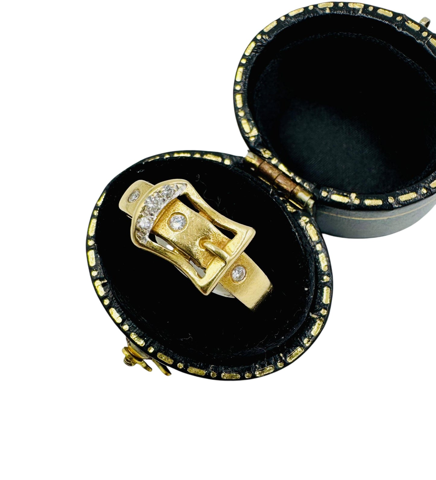 Mid Century 14k Diamond Buckle Ring