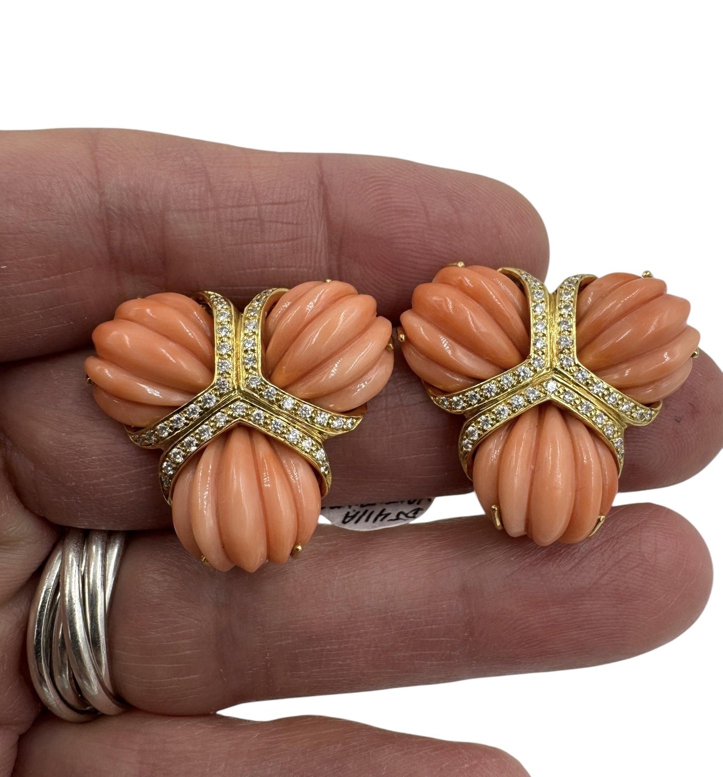 Valentine Margo 18k Gold Coral Diamond Earrings