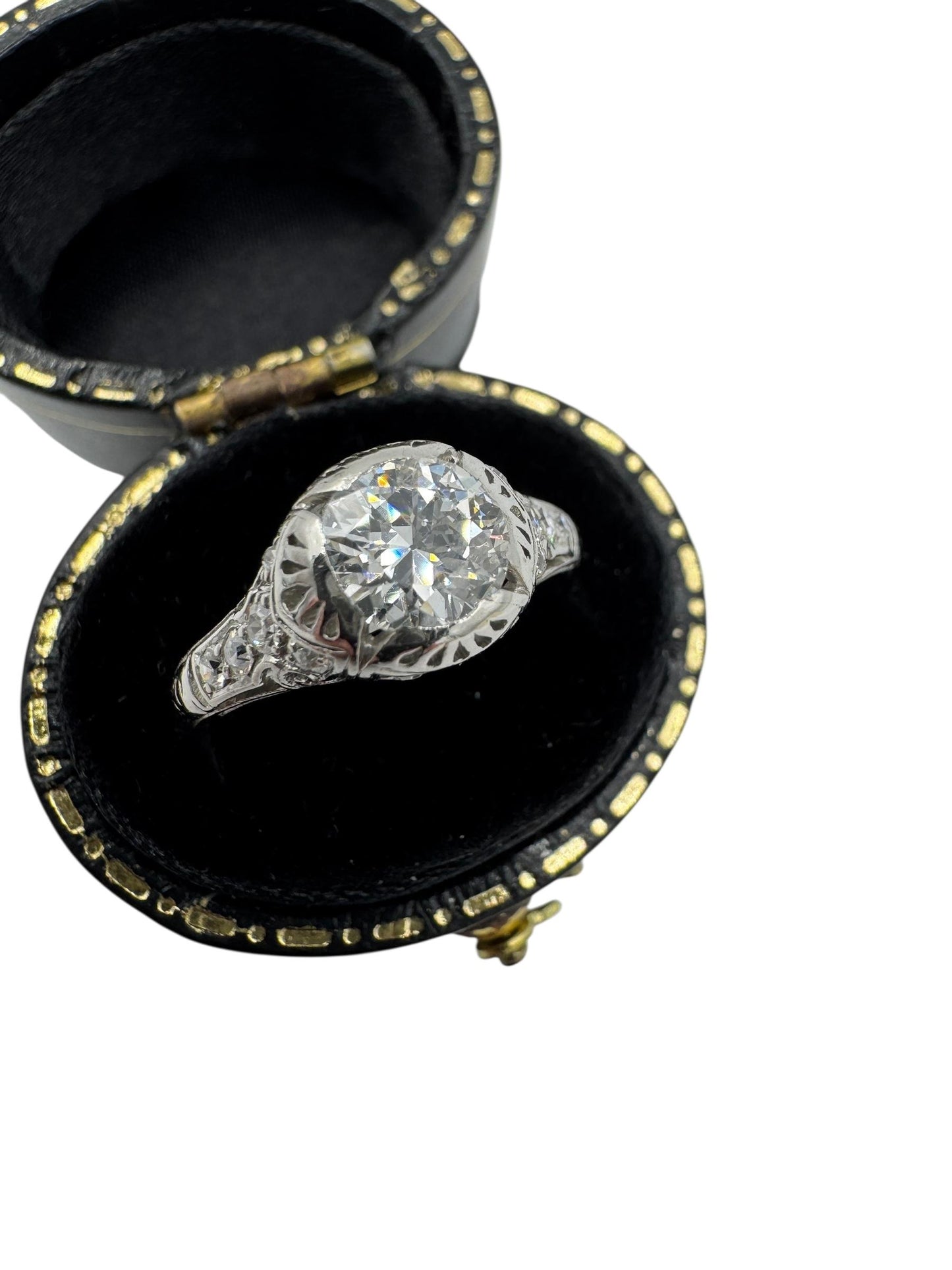 Edwardian Platinum Old European Diamond Engagement Ring