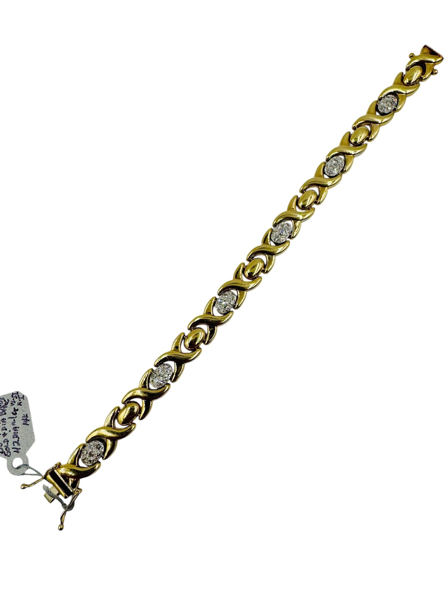 Vintage 14k Gold Italian Diamond Station Link Bracelet