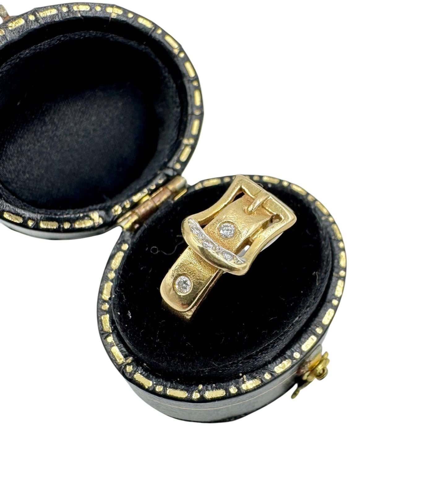 Mid Century 14k Diamond Buckle Ring