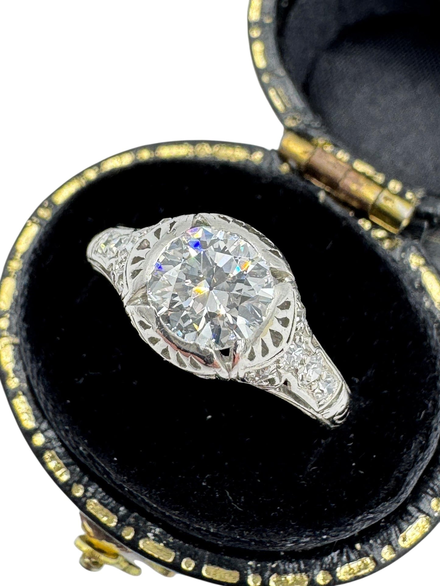 Edwardian Platinum Old European Diamond Engagement Ring