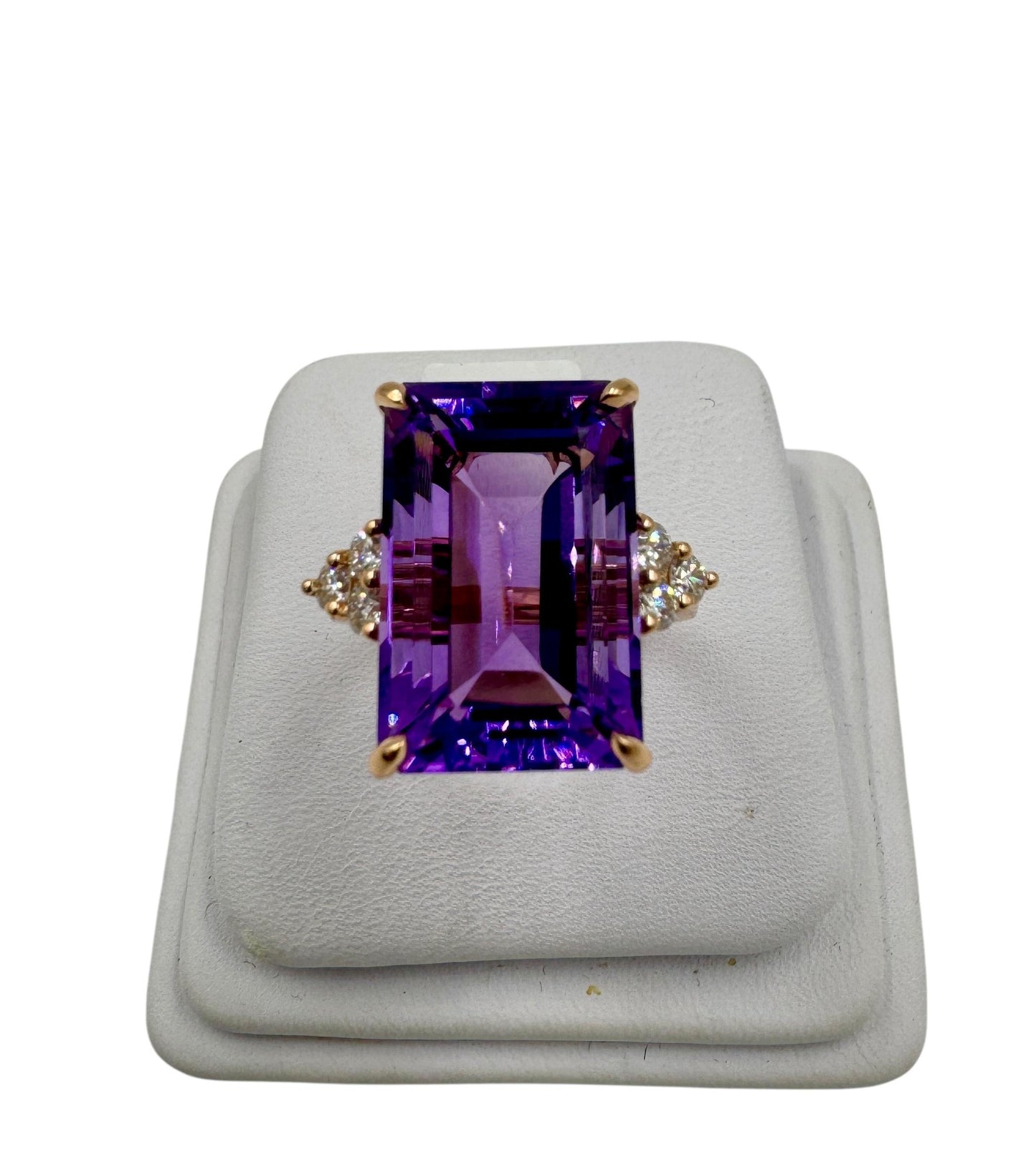 14k Rose Gold Amethyst Diamond Cocktail Ring