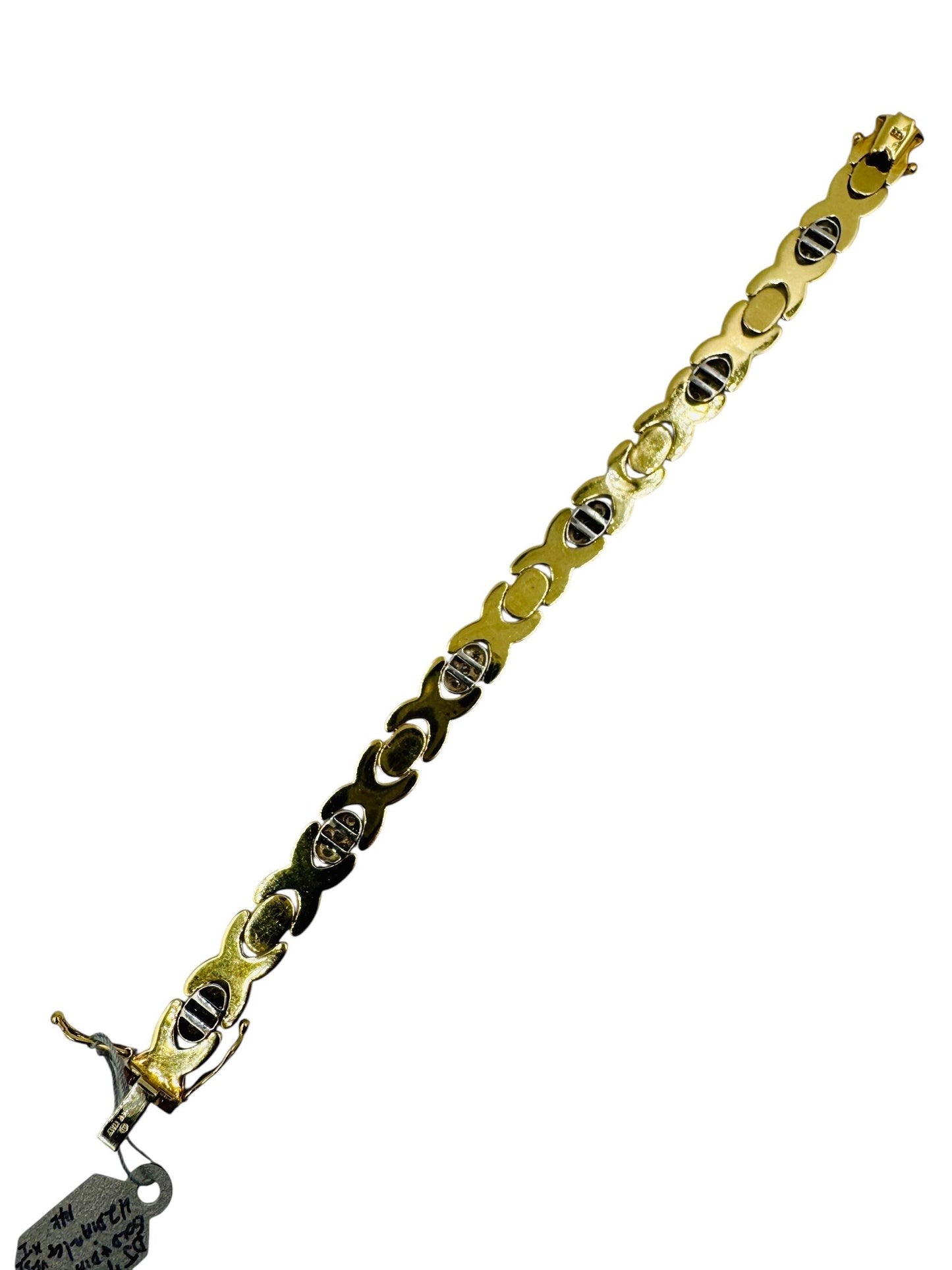 Vintage 14k Gold Italian Diamond Station Link Bracelet