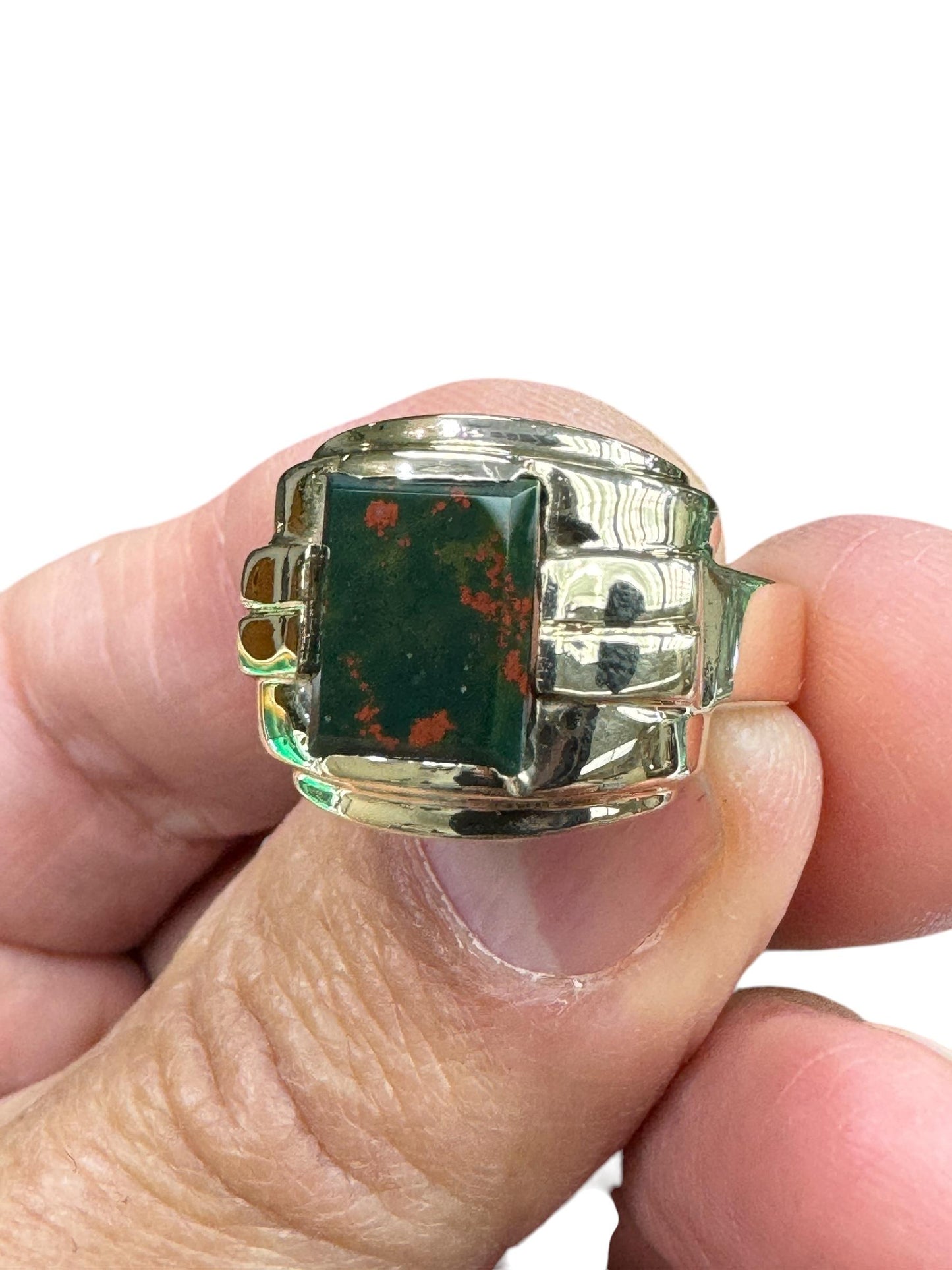 Estate Men's 10k Yellow Gold Bloodstone Ring Circa 1940's