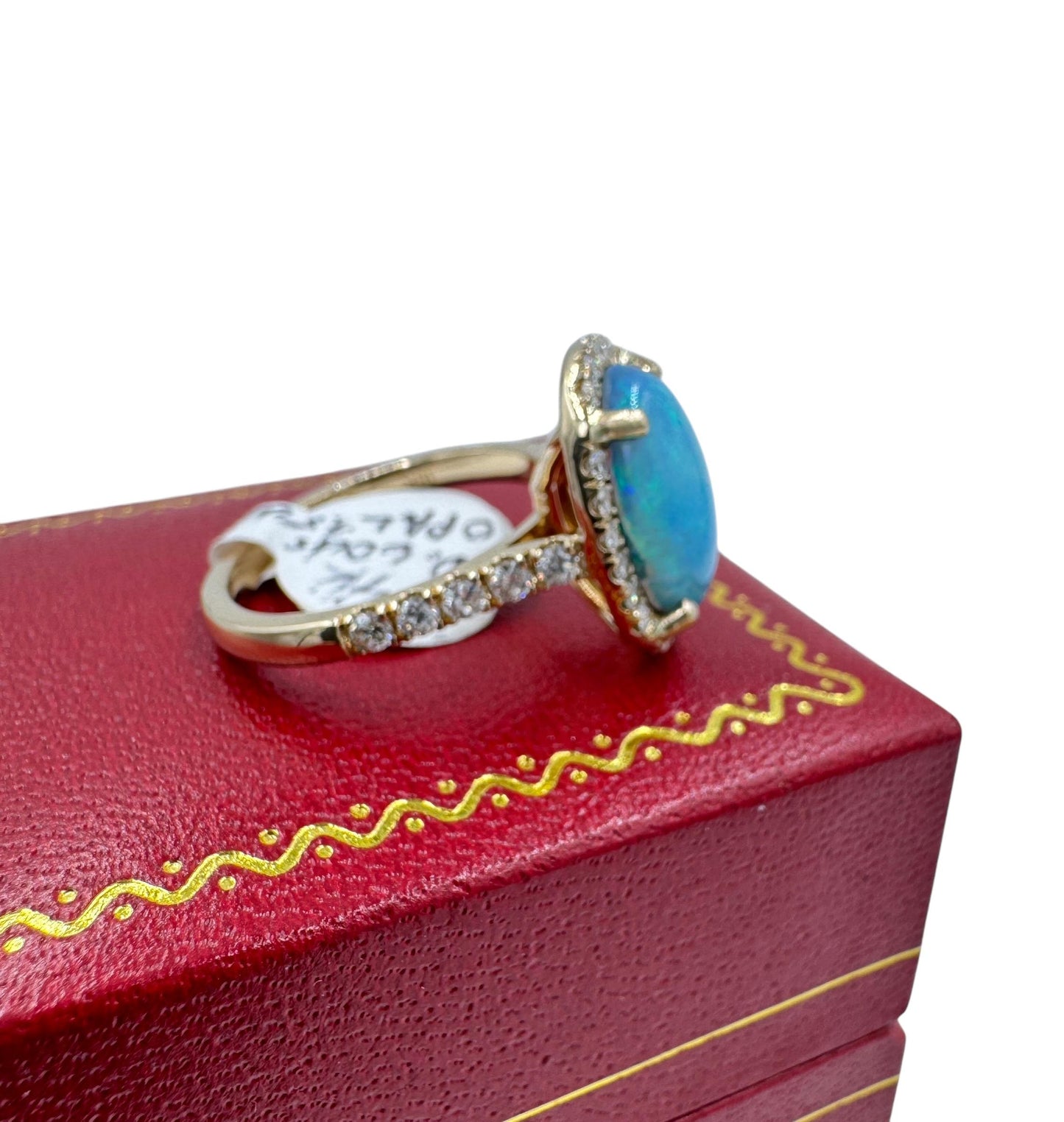 Stunning 18k Gold Opal Diamond Halo Ring