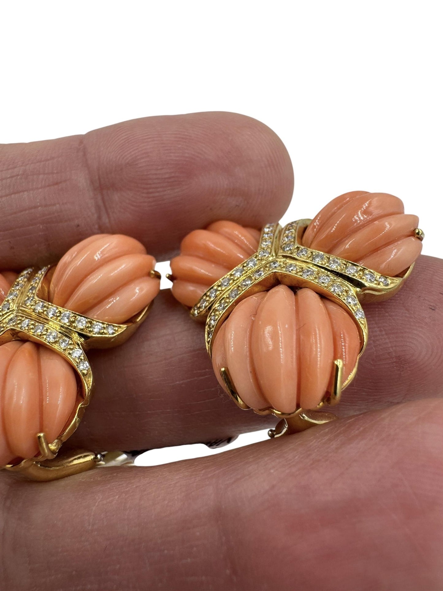 Valentine Margo 18k Gold Coral Diamond Earrings