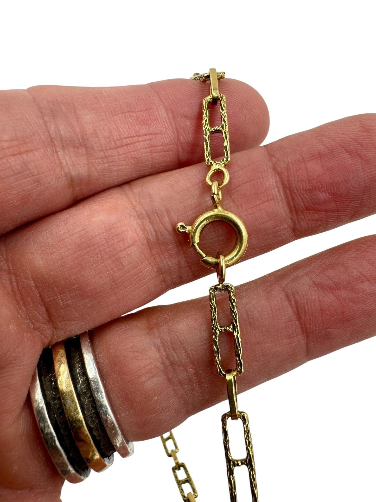 Vintage 18k Gold Italian Textured fancy Link Chain Necklace 30"