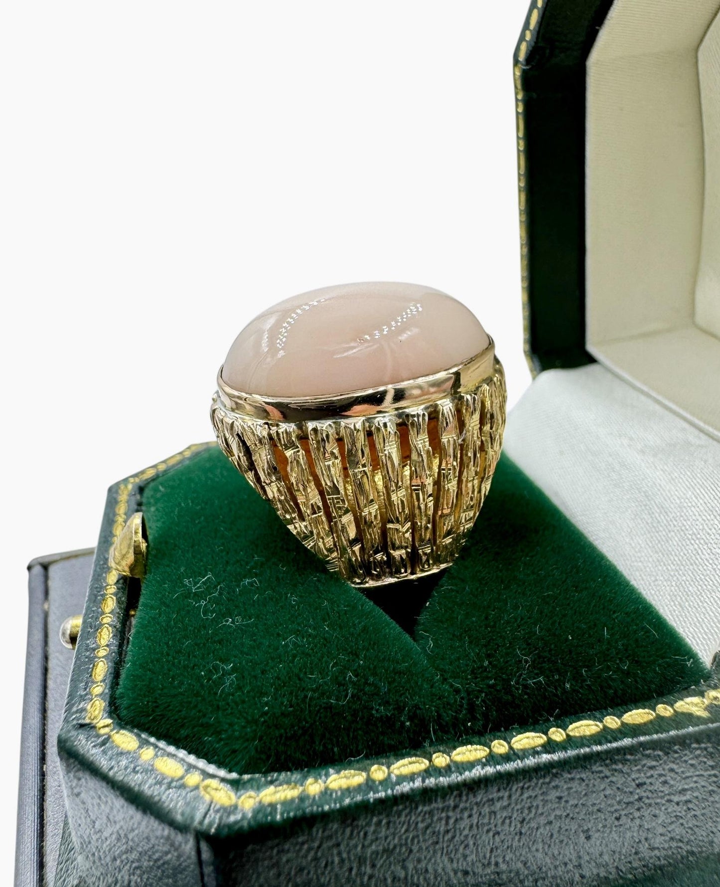 Estate 14k Yellow Gold Angel Skin Coral Cocktail Ring