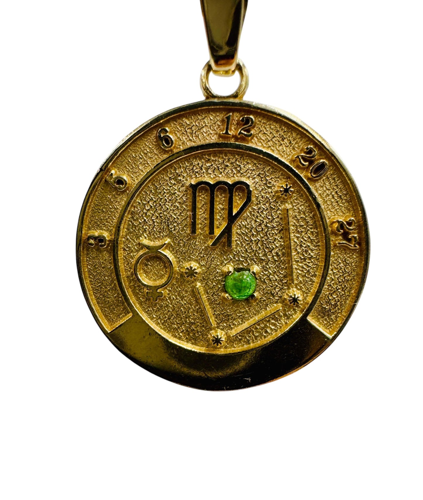 Vergo Zodiac 14k yellow gold pendant with Emerald accent