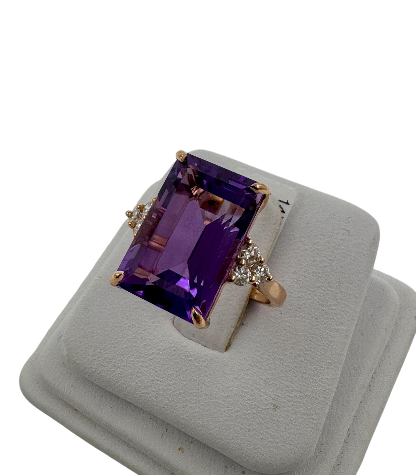 14k Rose Gold Amethyst Diamond Cocktail Ring