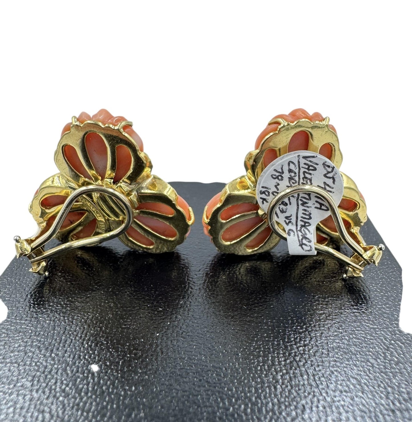 Valentine Margo 18k Gold Coral Diamond Earrings