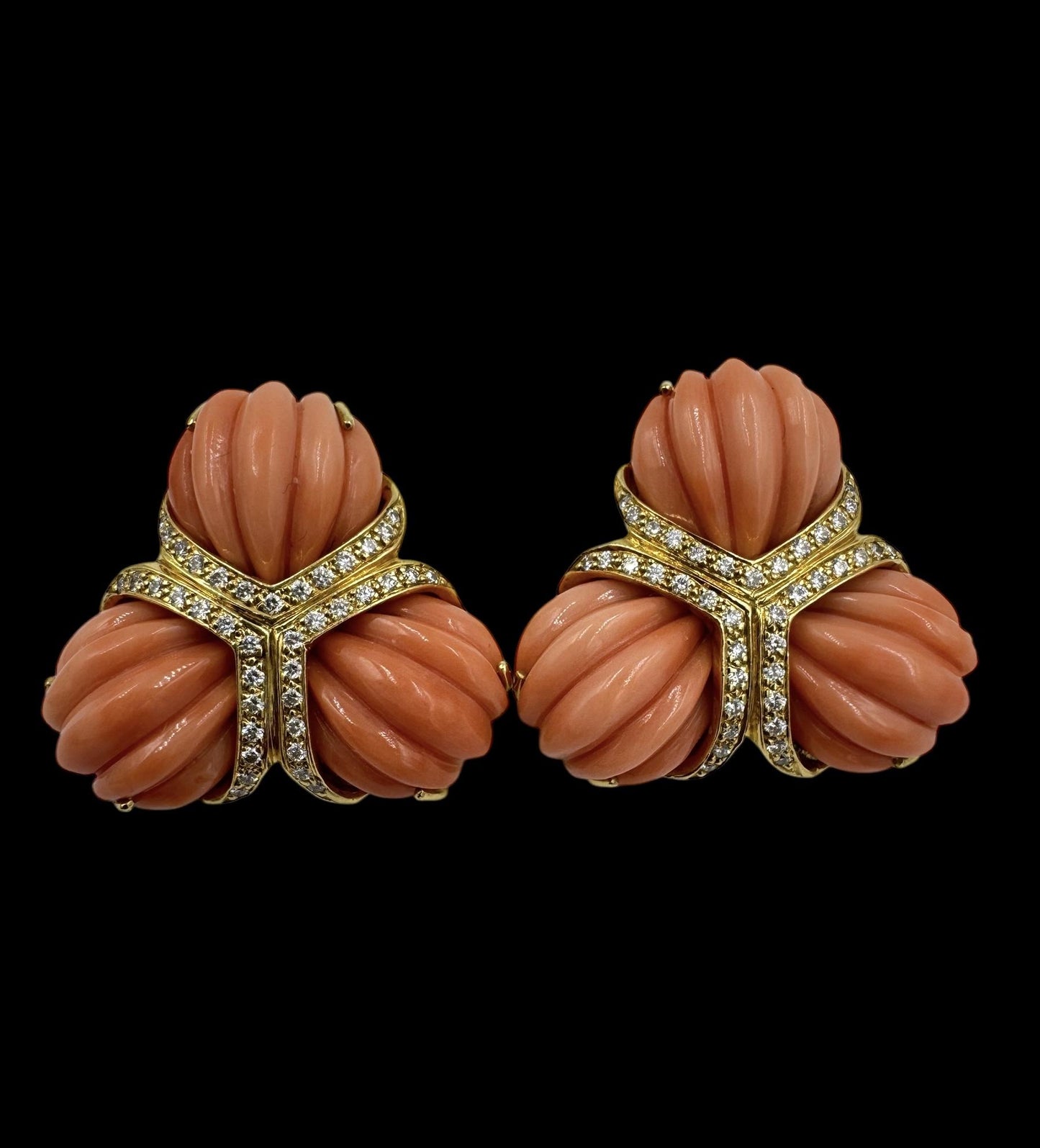 Valentine Margo 18k Gold Coral Diamond Earrings