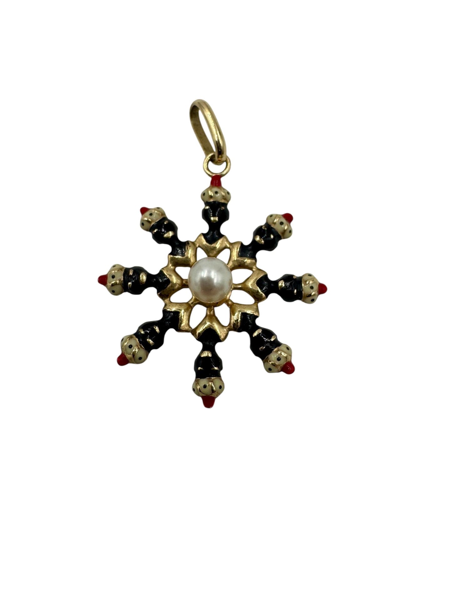 Moretti Flower Pendant 14k Yellow Gold Vintage