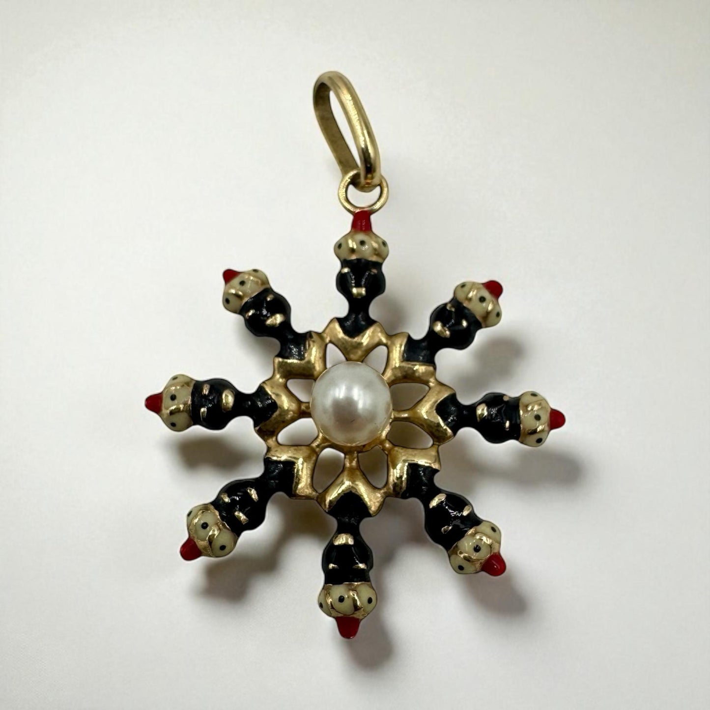 Moretti Flower Pendant 14k Yellow Gold Vintage