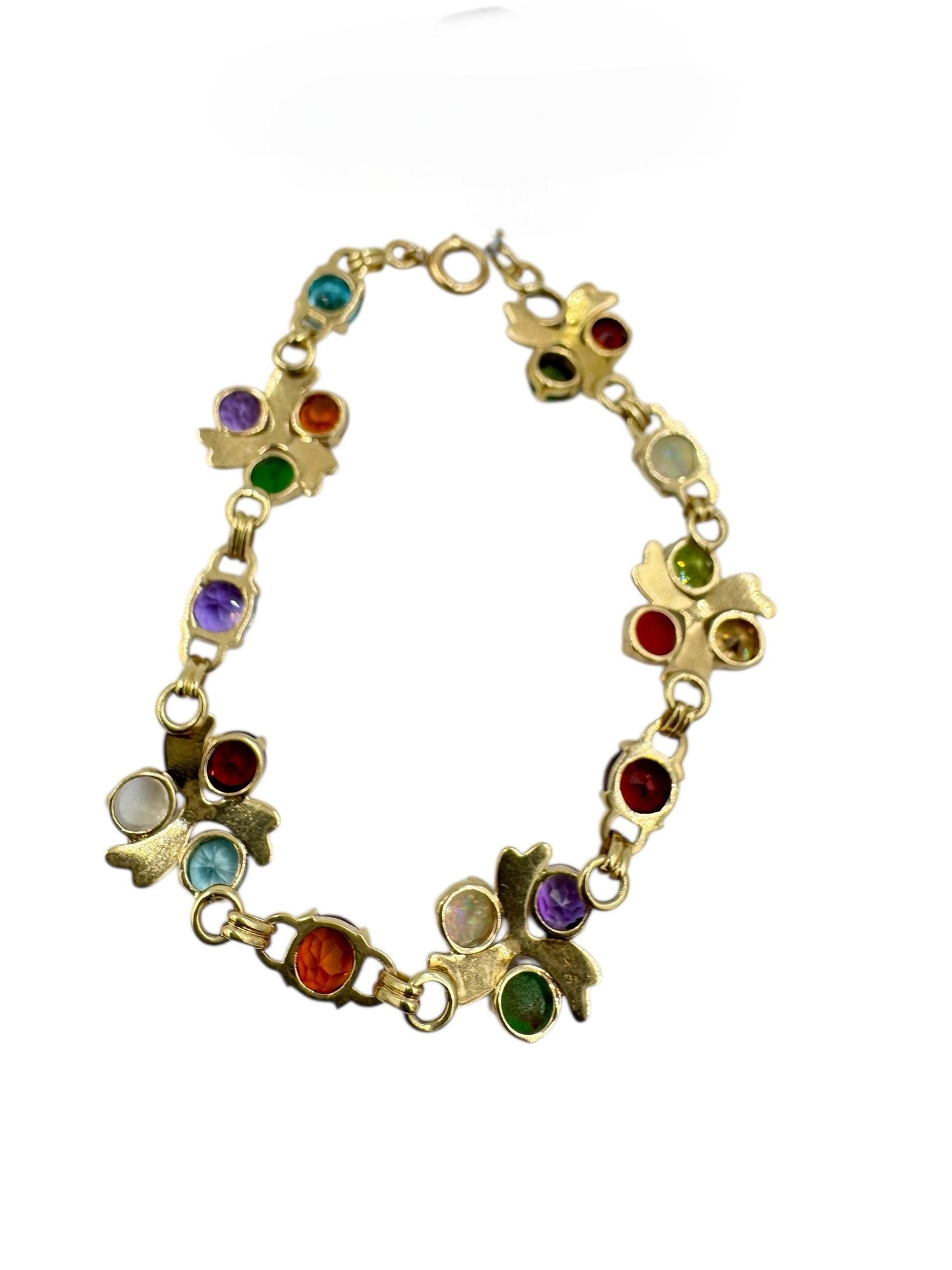 1950's 14k gold Multi Gemstone Bracelet 7 1/4"