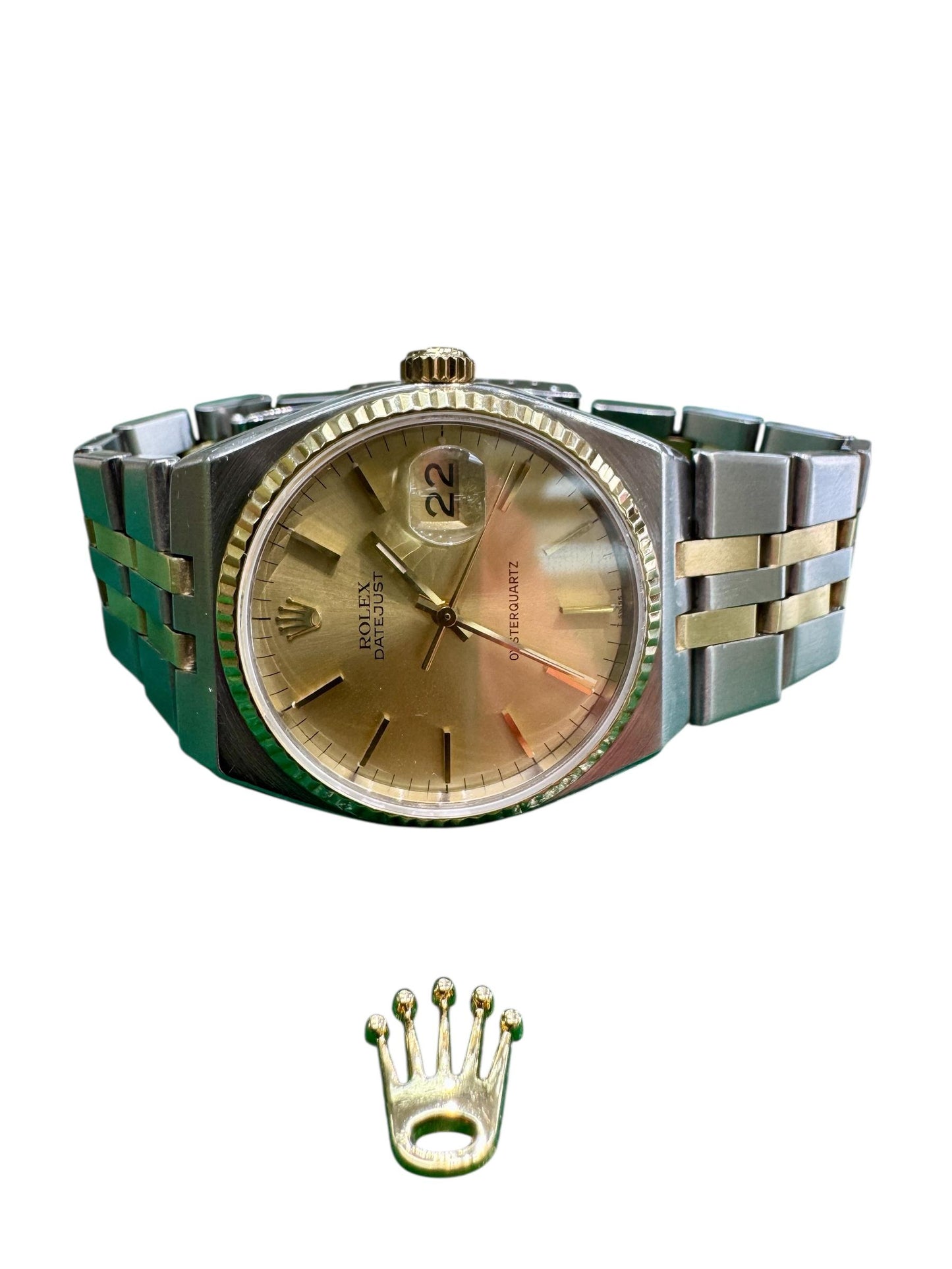 Rolex OysterQuartz Datejust Ref 17013 Two Tone 14k Gold