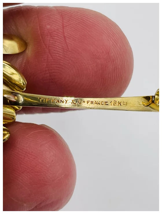1960's Tiffany & Co. 18k yellow gold Pearl Diamond brooch Pin