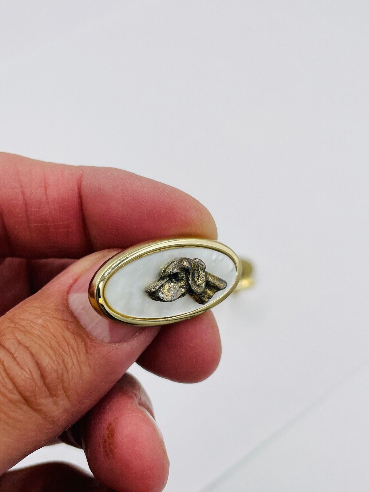 Anson Vintage Dog Cuflinks Mother of Pearl Oval Classy Cuff Links