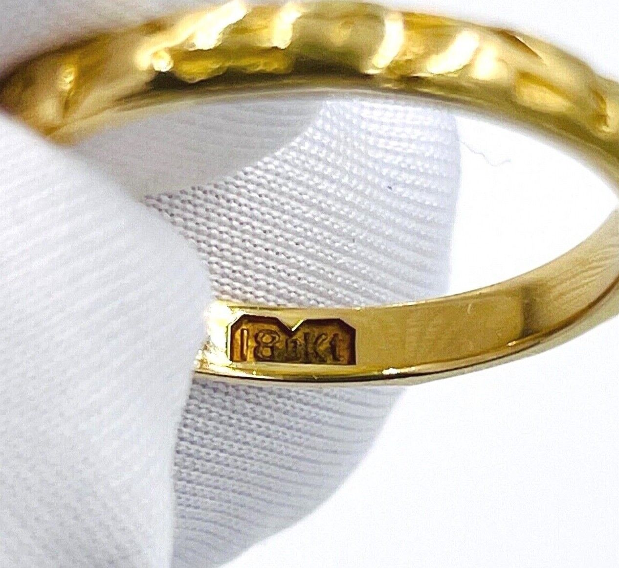 Antique Bowden 18K yellow Gold Art Nouveau Band Ring 7sz flower 2.5mm band