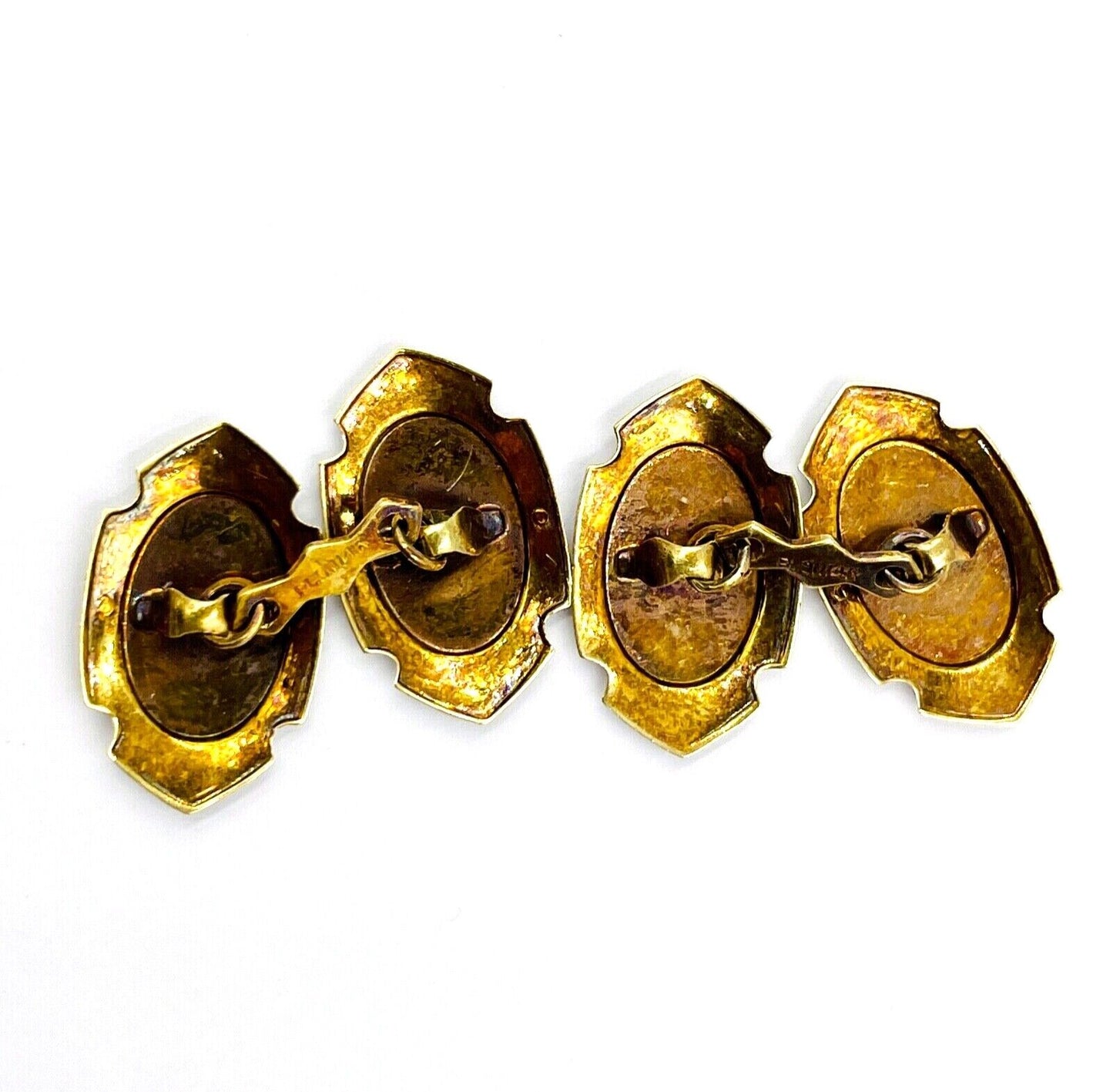 Edwardian Platinum on 14k Yellow Gold Cufflinks hand etched