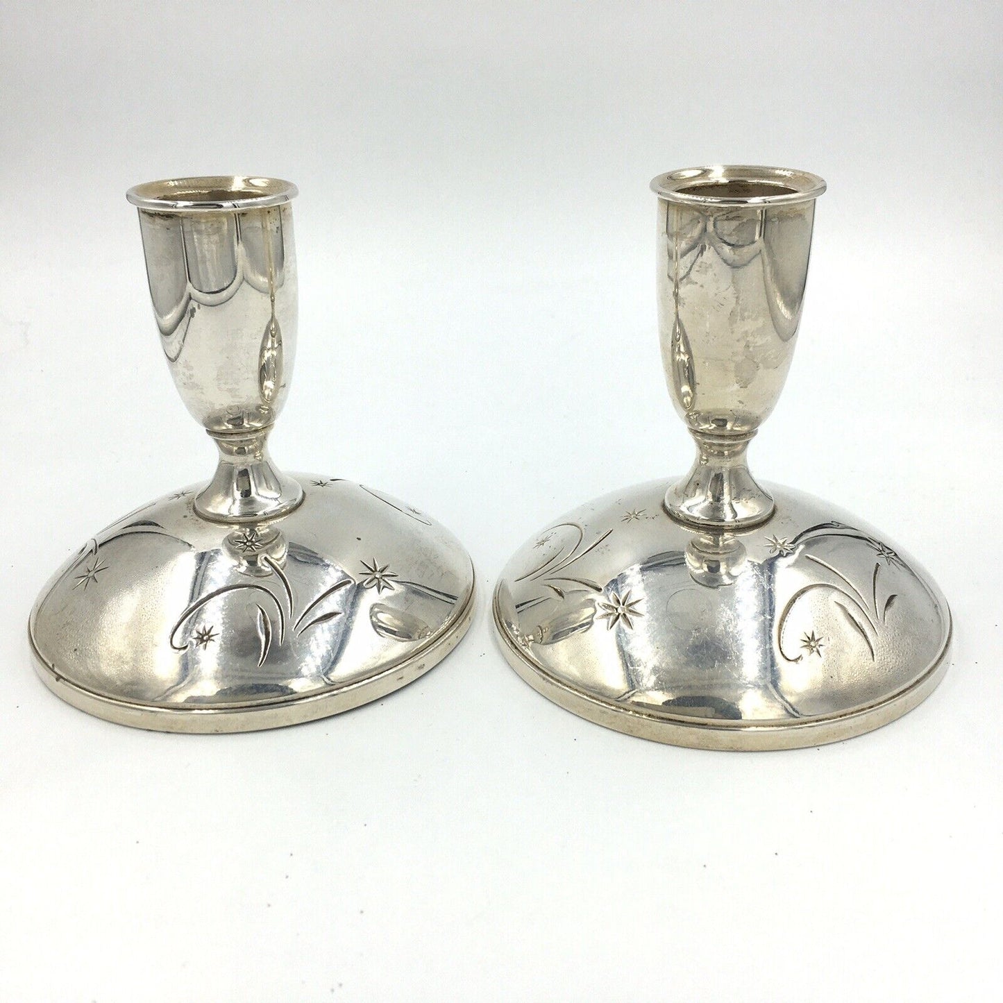 Vintage Gorham Celeste Sterling Silver Candle Holder Stick #1335 Pair