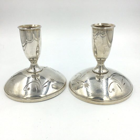 Vintage Gorham Celeste Sterling Silver Candle Holder Stick #1335 Pair