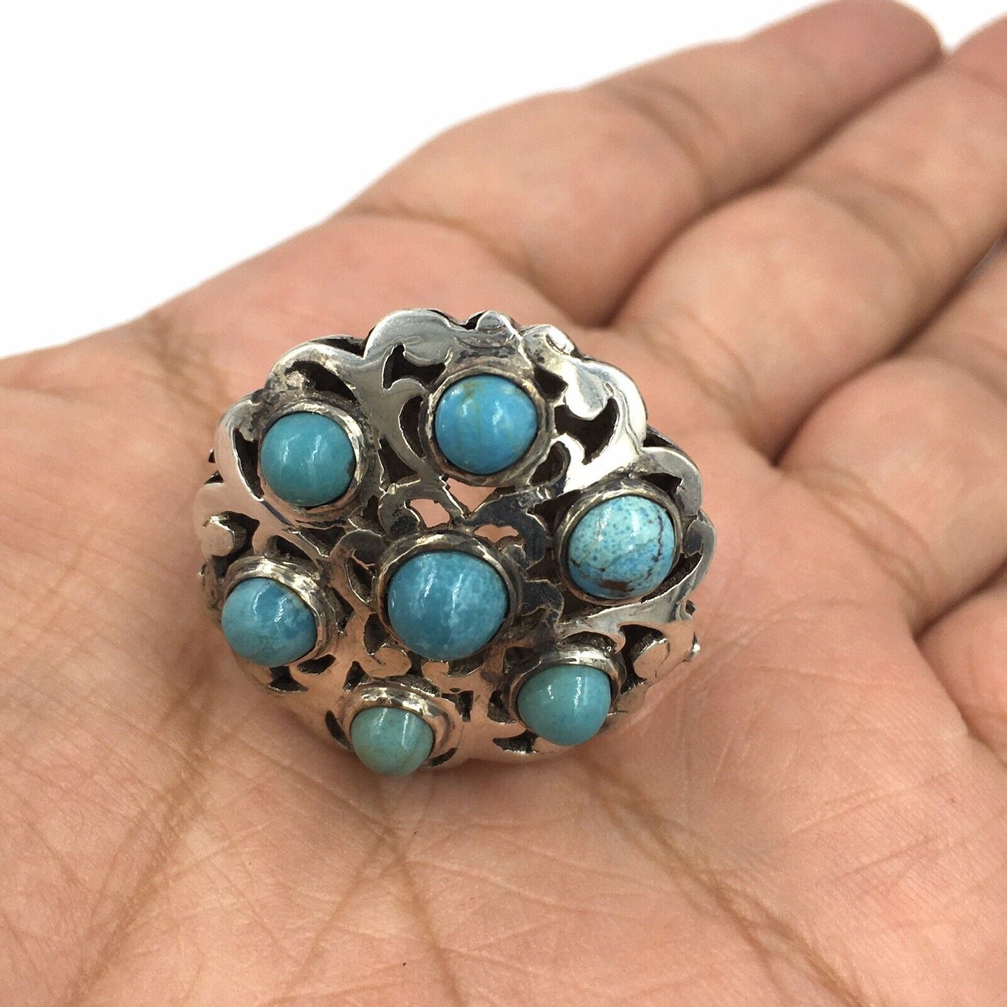 Old Pawn Sterling Silver Native American Turquoise Ring