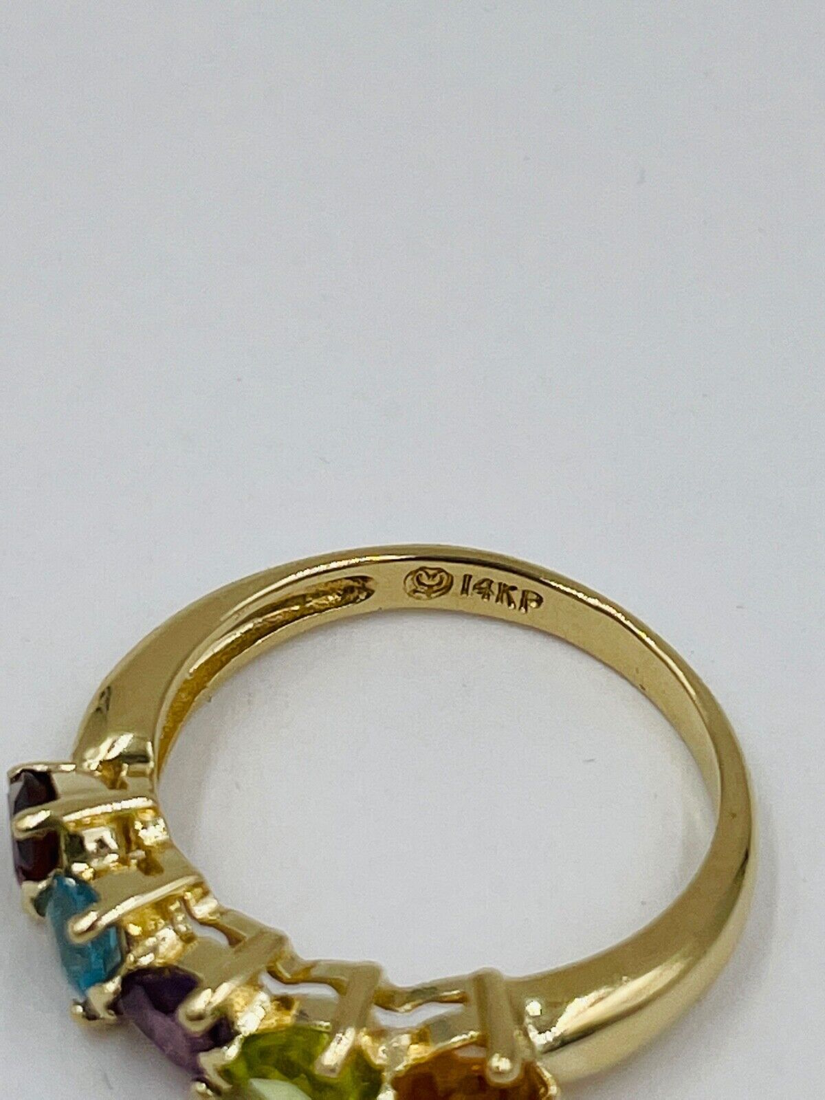 Vintage 14k Yellow Gold Heart Mothers Ring multi gemstone size 6