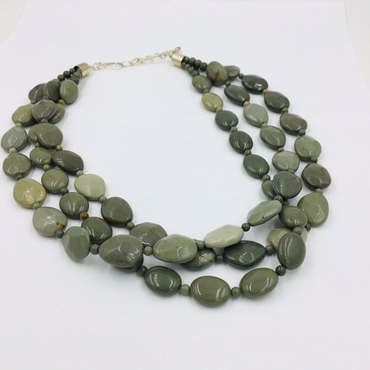 Jay King Desert Rose Trading Dtr Gray Jasper Sterling Silver Necklace Adjustable