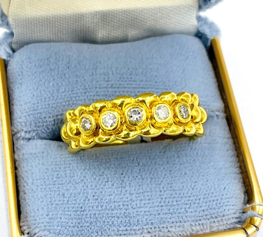 Men's 18k Diamond Engagement Ring Designer signed .24cts VS