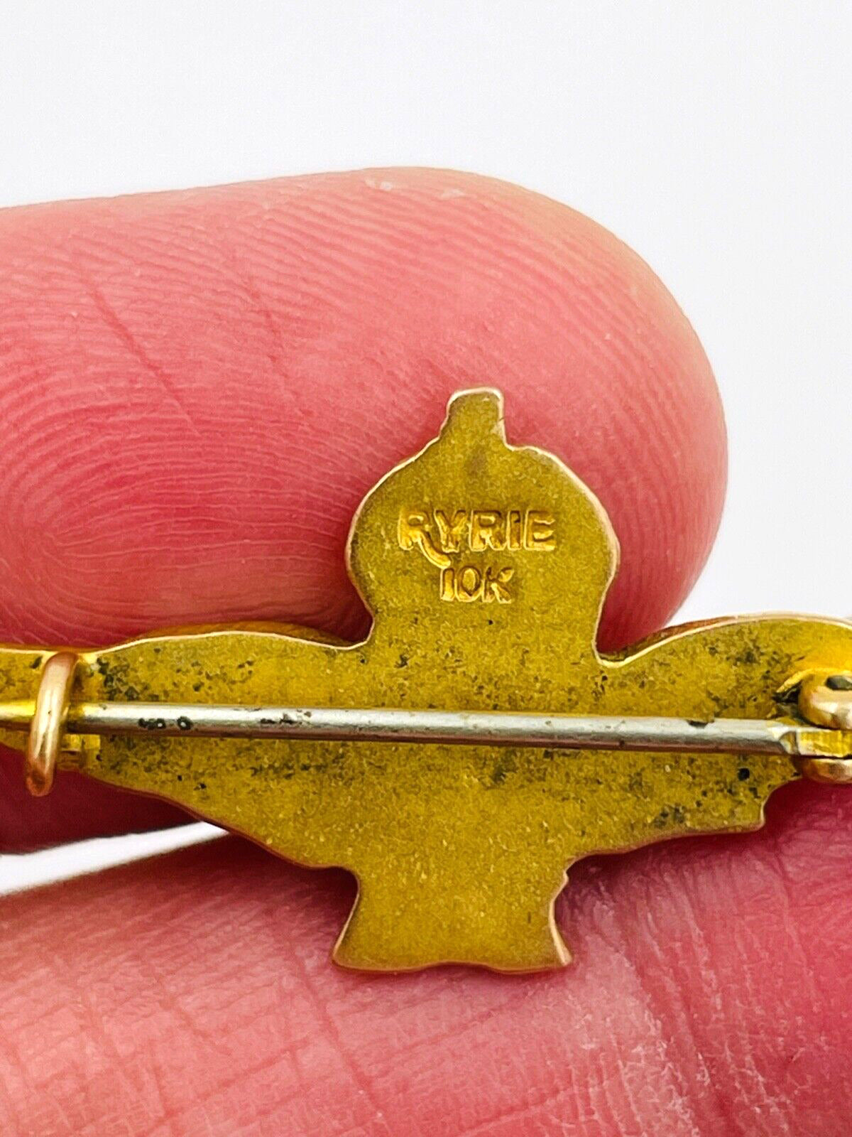 RARE WW2 BRITAIN RAF PILOT FULL DRESS ROYAL AIR FORCE WINGS 10k GOLD PIN WWII